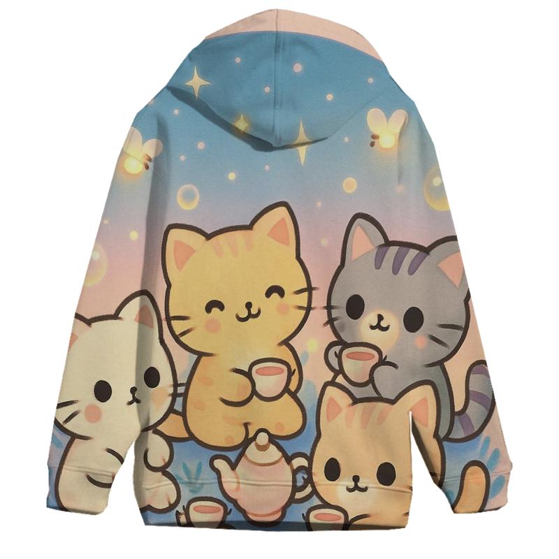 Starlight Tea Party Kittens zip-up hoodies