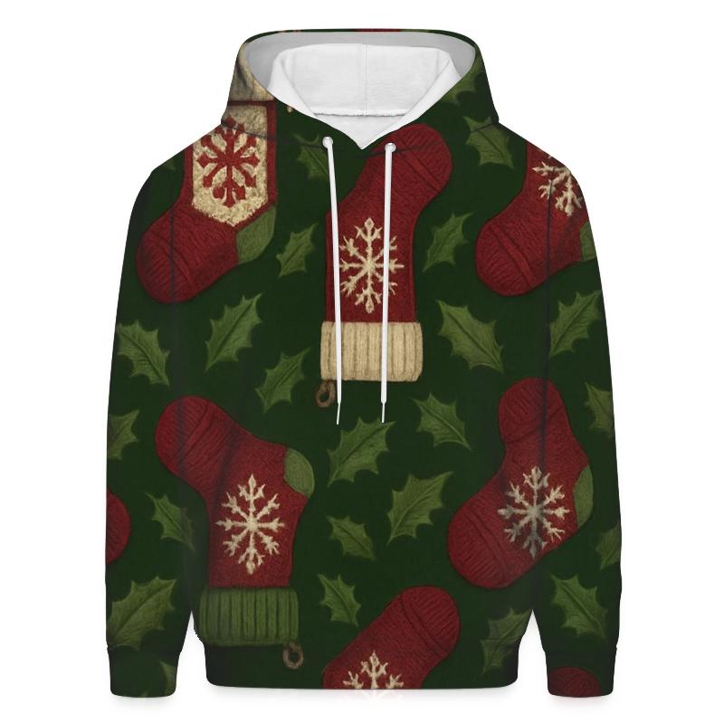 Stocking Lattice On Holly Green Background printed hoodies