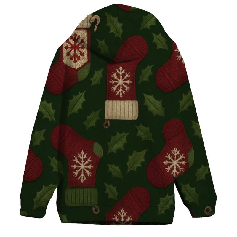 Stocking Lattice On Holly Green Background printed hoodies