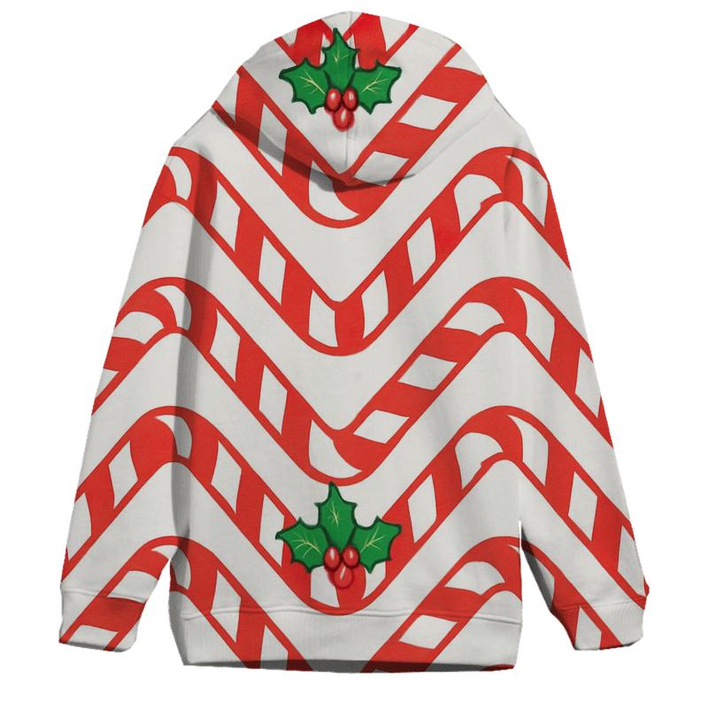 Candy Cane Chevron On Snow White Background lightweight hoodies