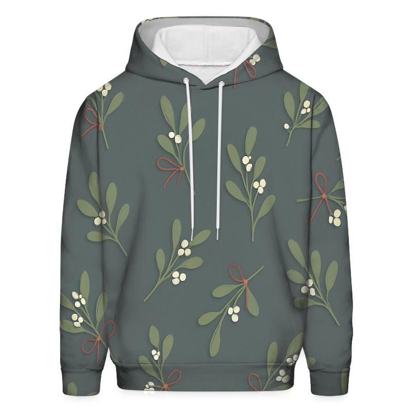 Mistletoe Scatter On Slate Gray Background printed hoodies