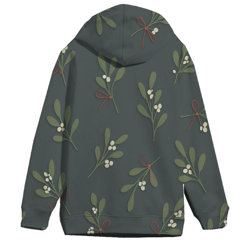 Mistletoe Scatter On Slate Gray Background printed hoodies