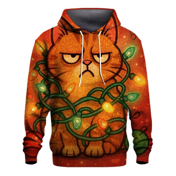 Grumpy Cat In Tangle Lights heavyweight hoodies