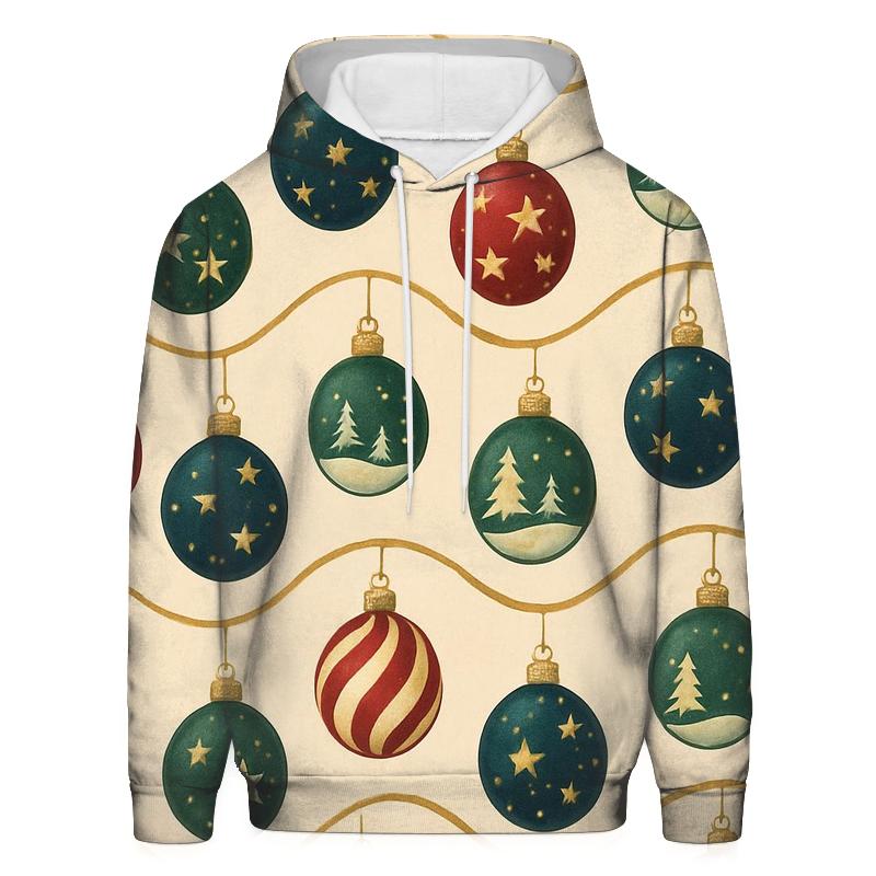 Christmas Ornament Wave On Ivory Background printed hoodies