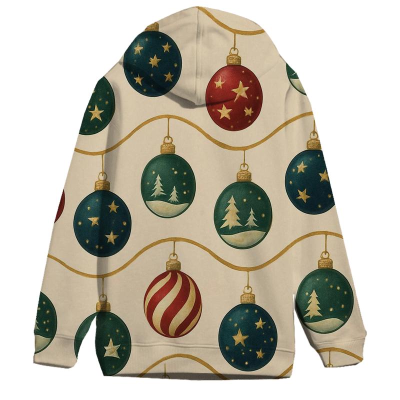Christmas Ornament Wave On Ivory Background printed hoodies