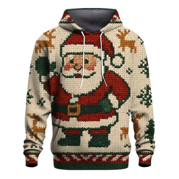 Pixel Patchwork Santa embroidered hoodies