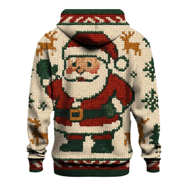Pixel Patchwork Santa embroidered hoodies