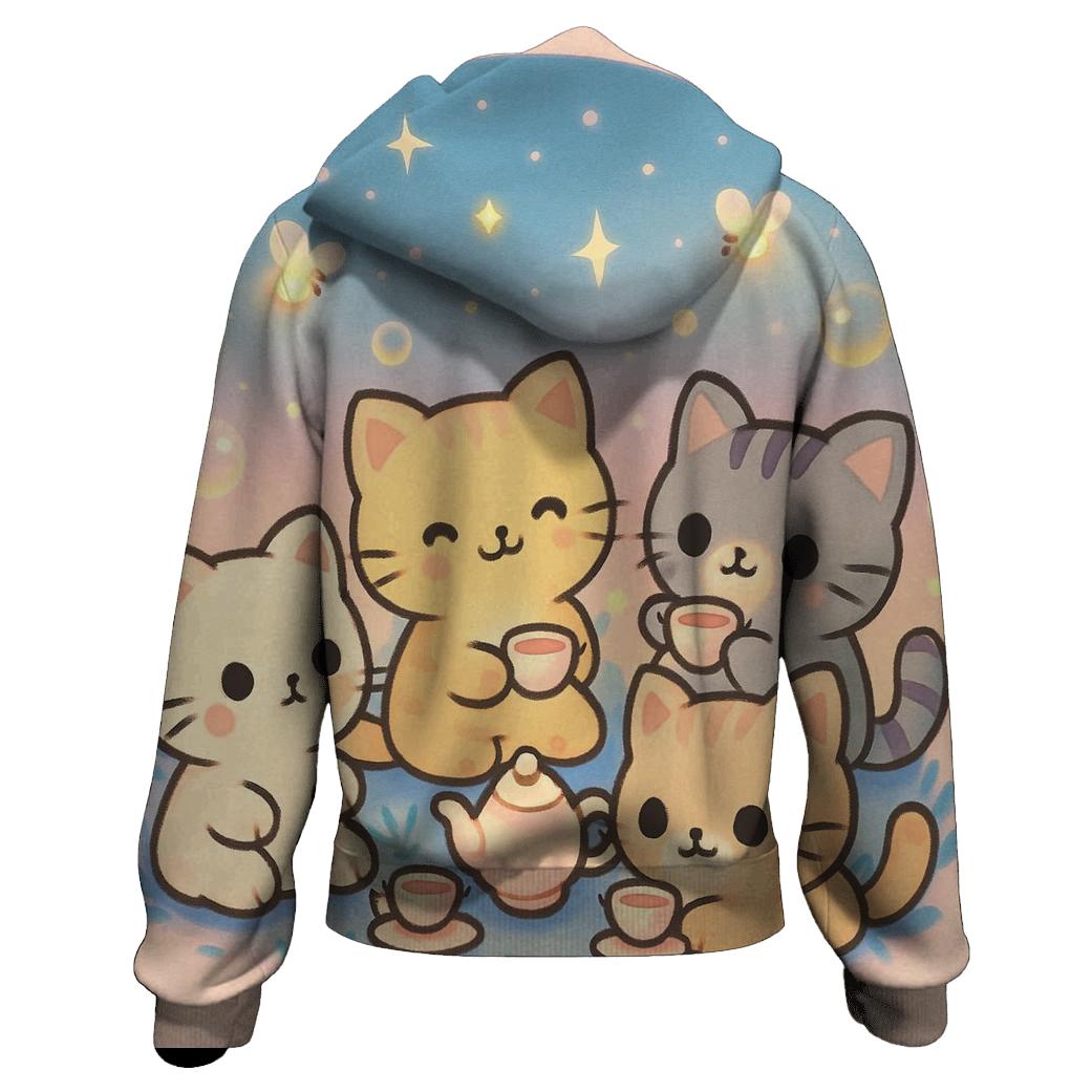 Starlight Tea Party Kittens lightweight hoodies