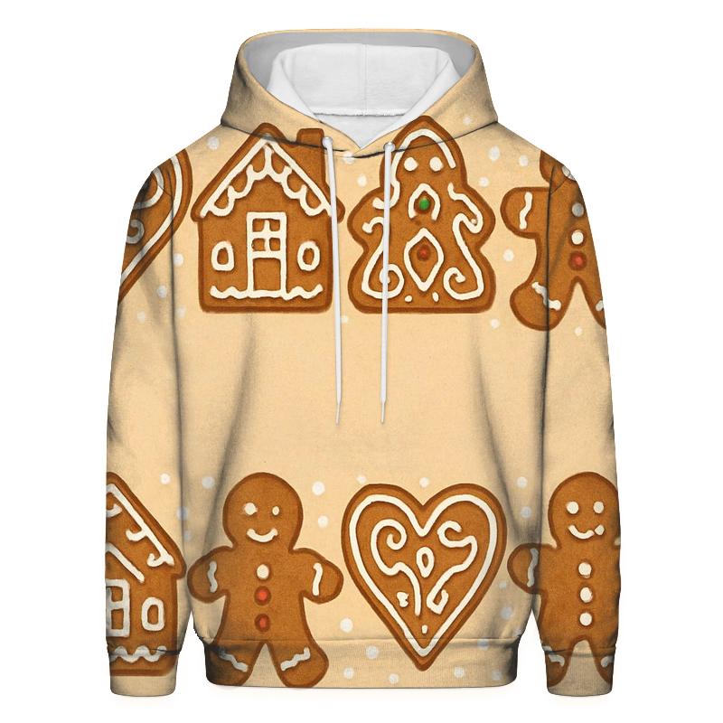 Gingerbread Motif Border On Warm Beige Background lightweight hoodies