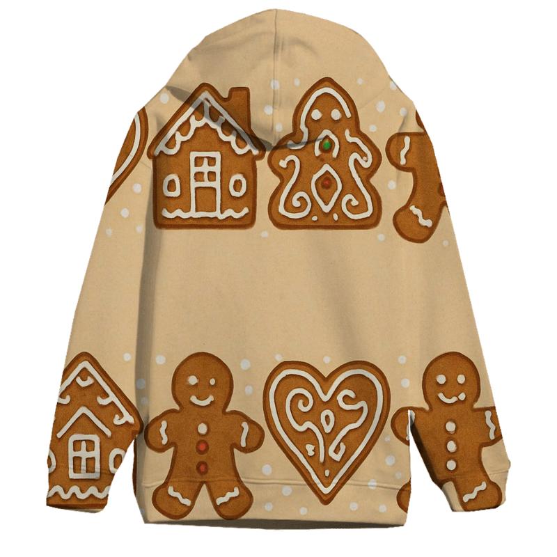 Gingerbread Motif Border On Warm Beige Background lightweight hoodies