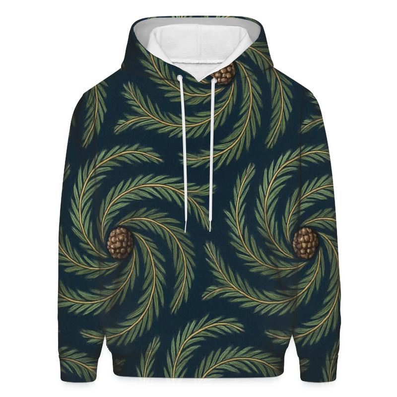 Evergreen Spiral Tessellation On Navy Blue Background custom hoodies