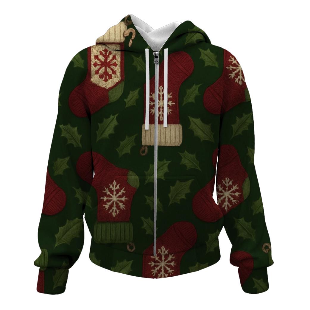 Stocking Lattice On Holly Green Background lightweight hoodies