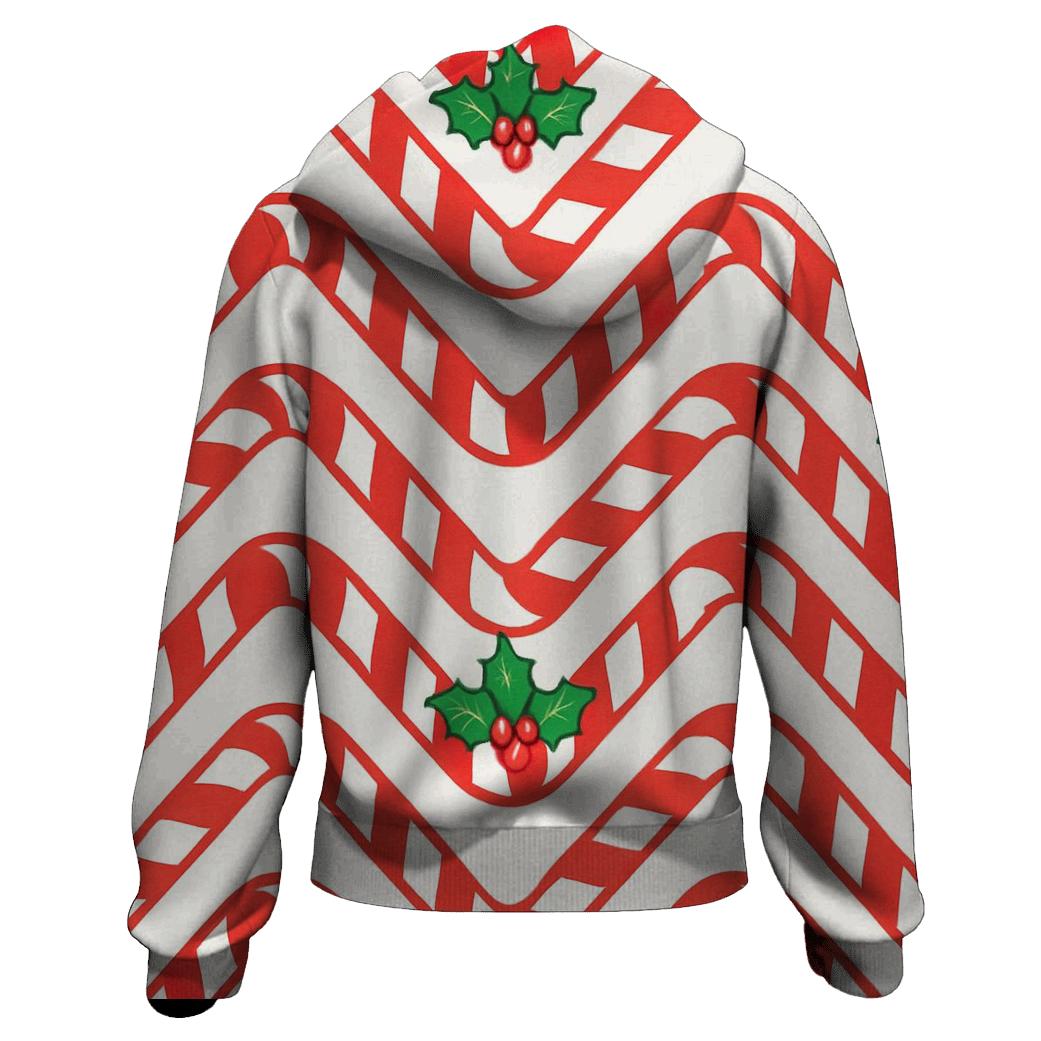 Candy Cane Chevron On Snow White Background embroidered hoodies