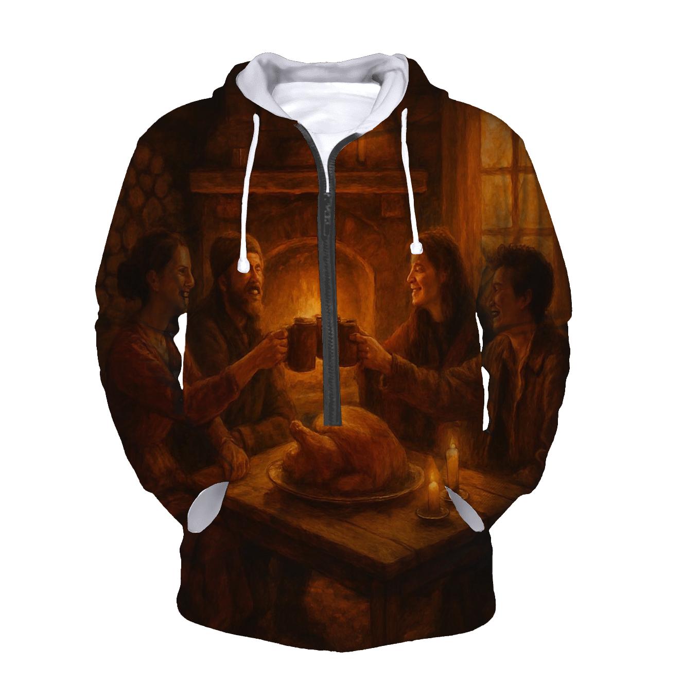 Cozy Cabin Thanksgiving Hearth graphic hoodies