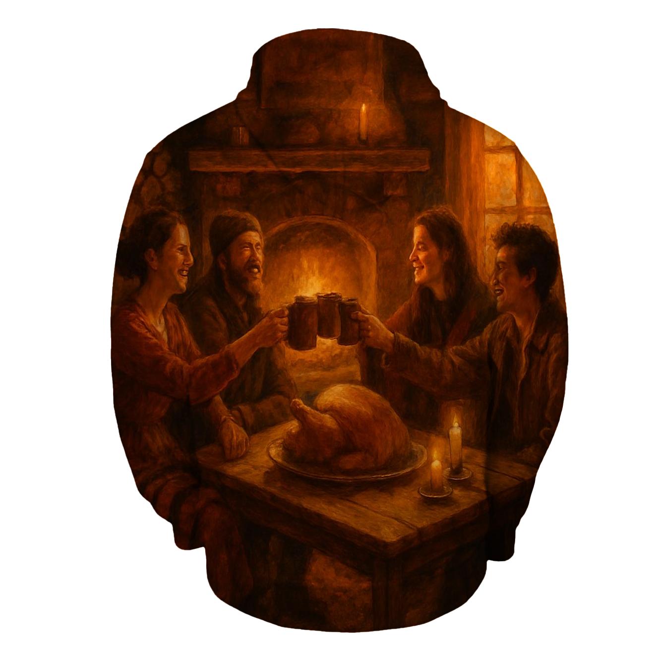 Cozy Cabin Thanksgiving Hearth graphic hoodies