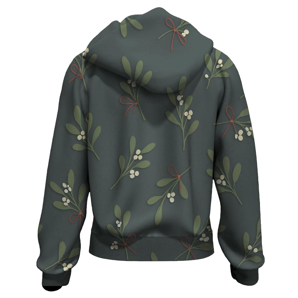 Mistletoe Scatter On Slate Gray Background zip-up hoodies