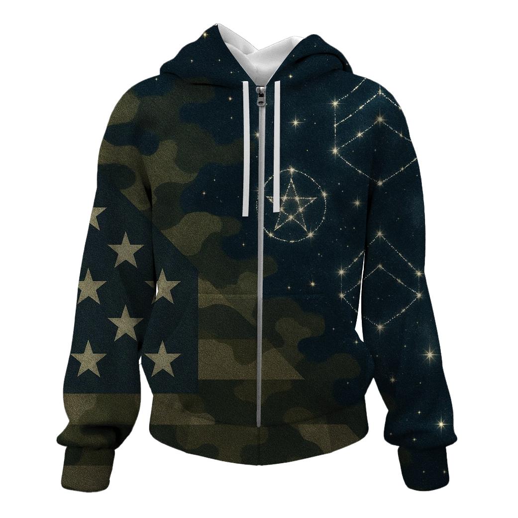 Camouflage Constellation zip-up hoodies