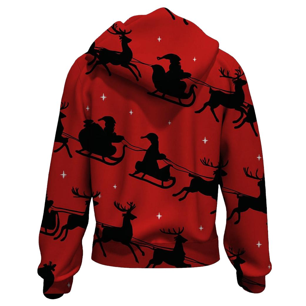Santa Silhouette Progression On Crimson Background hoodie styles