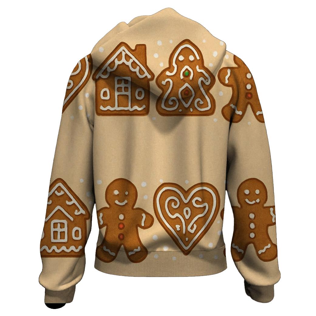 Gingerbread Motif Border On Warm Beige Background heavyweight hoodies
