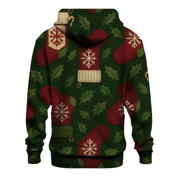 Stocking Lattice On Holly Green Background embroidered hoodies