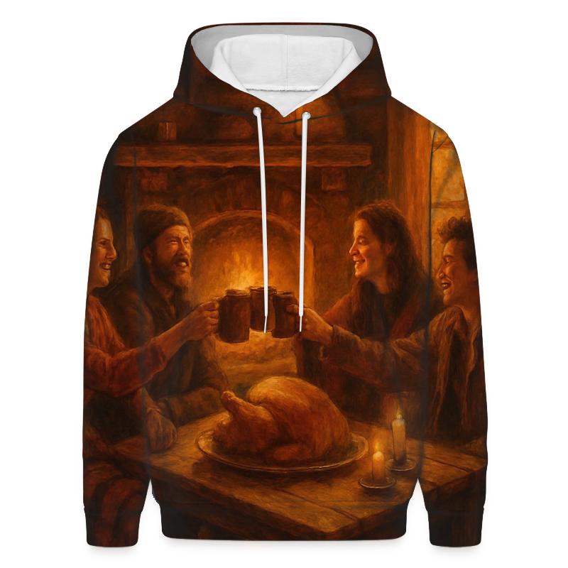 Cozy Cabin Thanksgiving Hearth custom hoodies