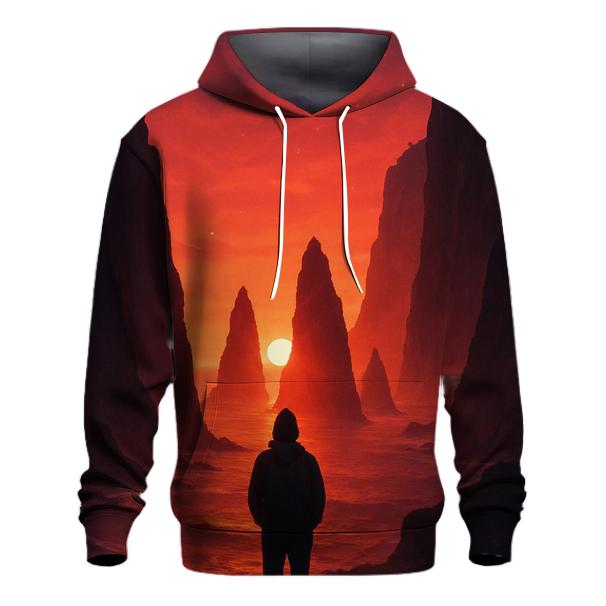 Crimson Clifftop Solace printed hoodies