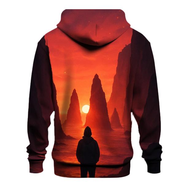 Crimson Clifftop Solace printed hoodies
