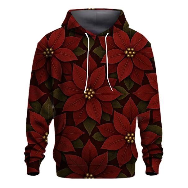 Poinsettia Tile On Deep Burgundy Background hoodie styles