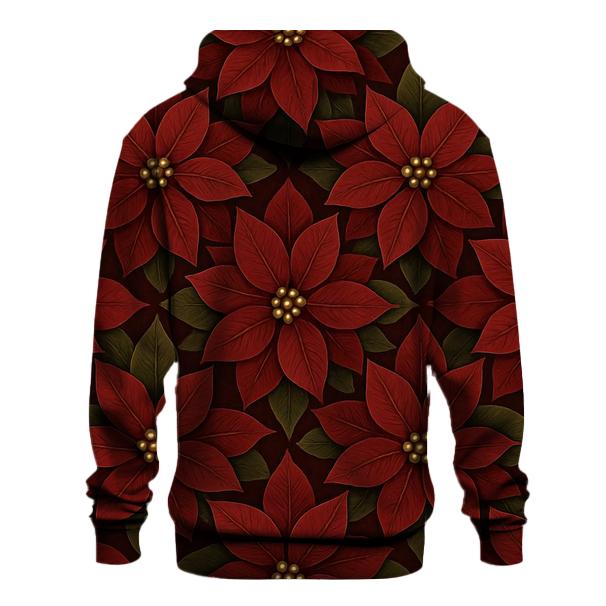 Poinsettia Tile On Deep Burgundy Background hoodie styles