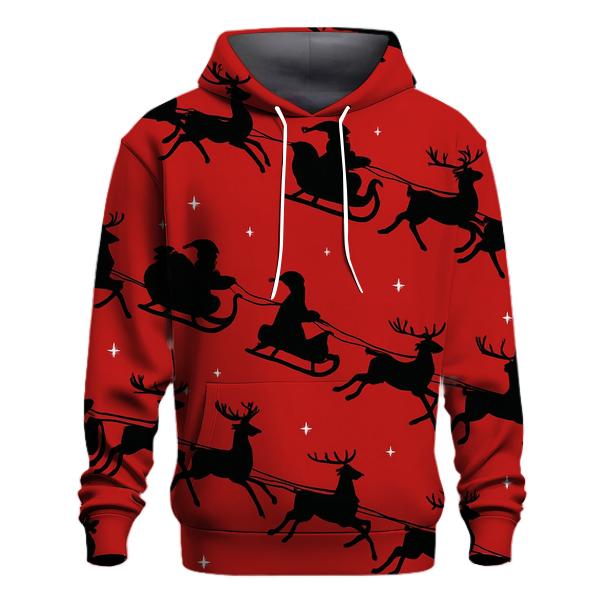 Santa Silhouette Progression On Crimson Background hoodie trends