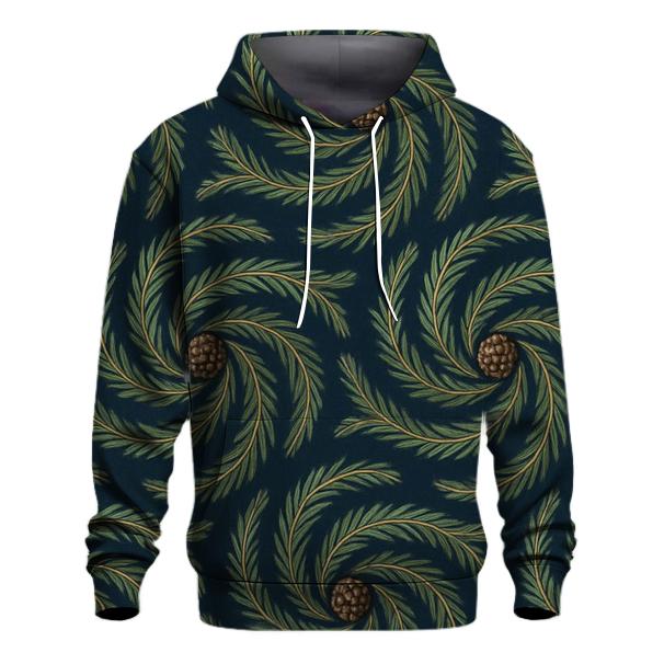 Evergreen Spiral Tessellation On Navy Blue Background graphic hoodies