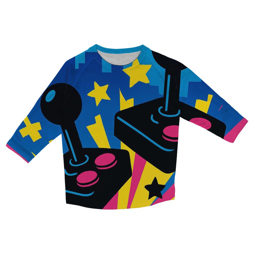 Retro Arcade Blast casual three quarter sleeve shirts