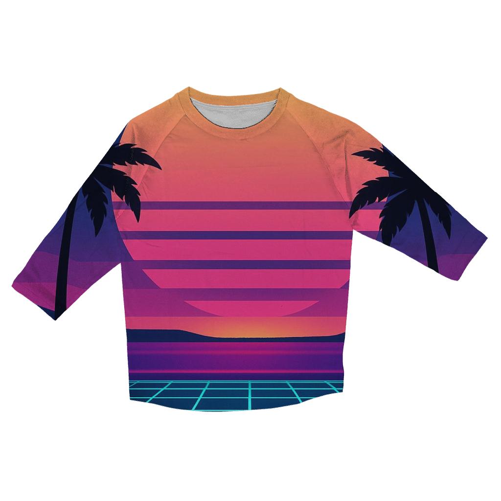 Synthwave Sunset casual three quarter sleeve shirts