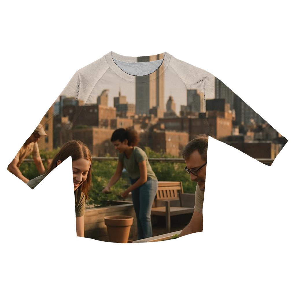 Rooftop Garden Overlook trendy 3/4 sleeve tops