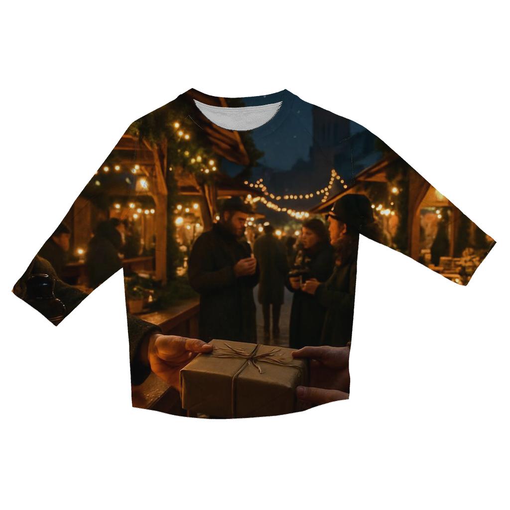 Village Market Under Lanterns custom 3/4 sleeve shirts