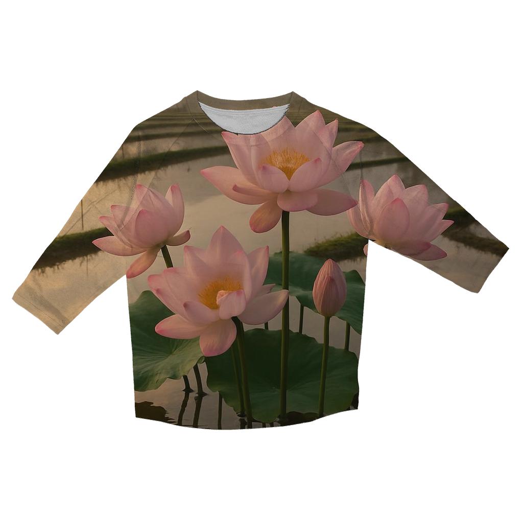 Rice Terrace Lotus Reflection cotton quarter sleeve shirts