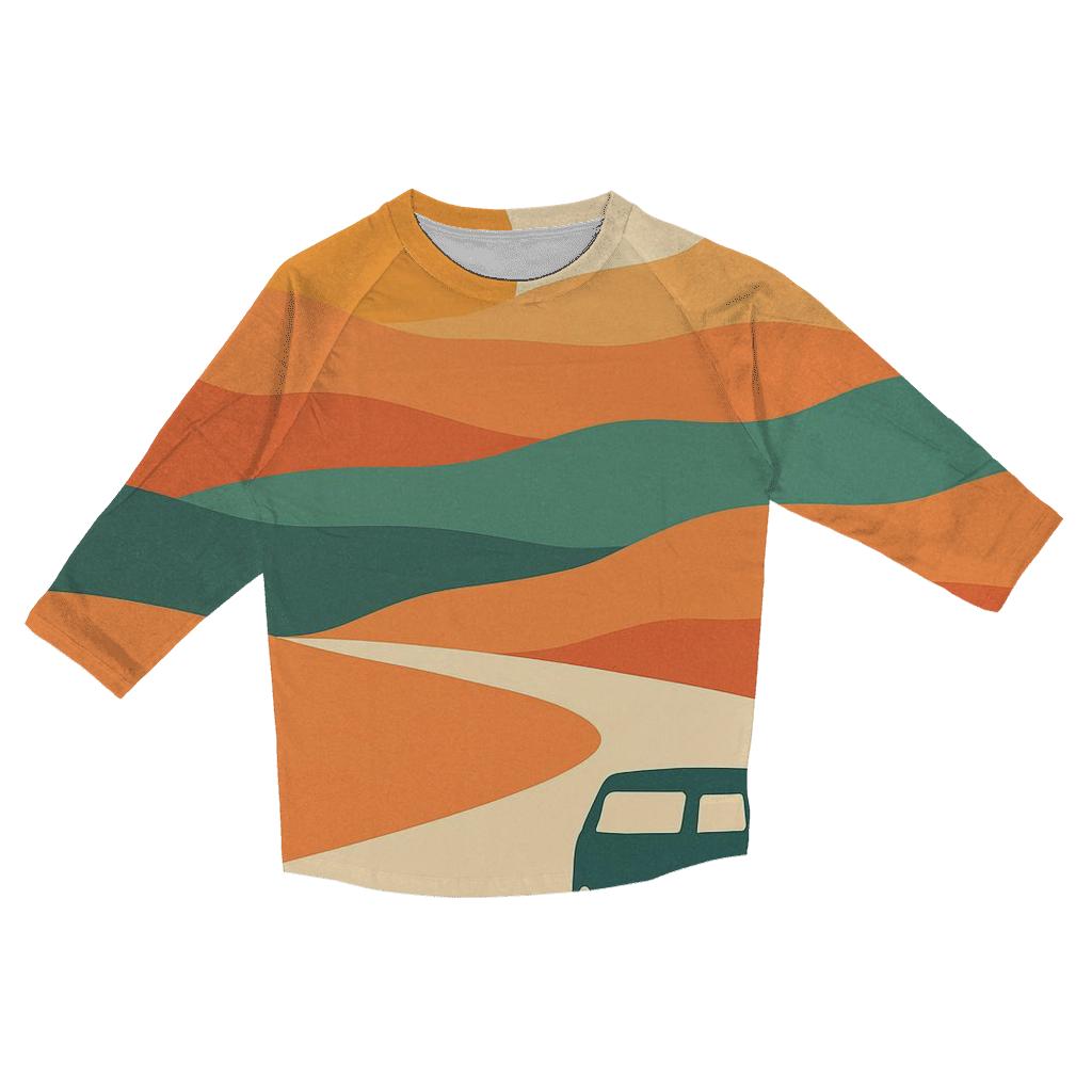 Sunrise Road Trip printed three quarter sleeve shirts