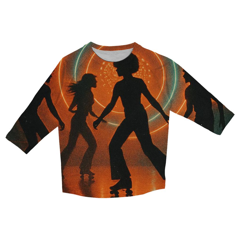 Retro Roller Rink Glow cotton quarter sleeve shirts