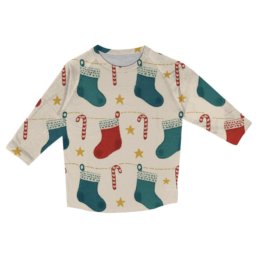 Stocking Garland Ladder Design designer 3/4 sleeve blouses