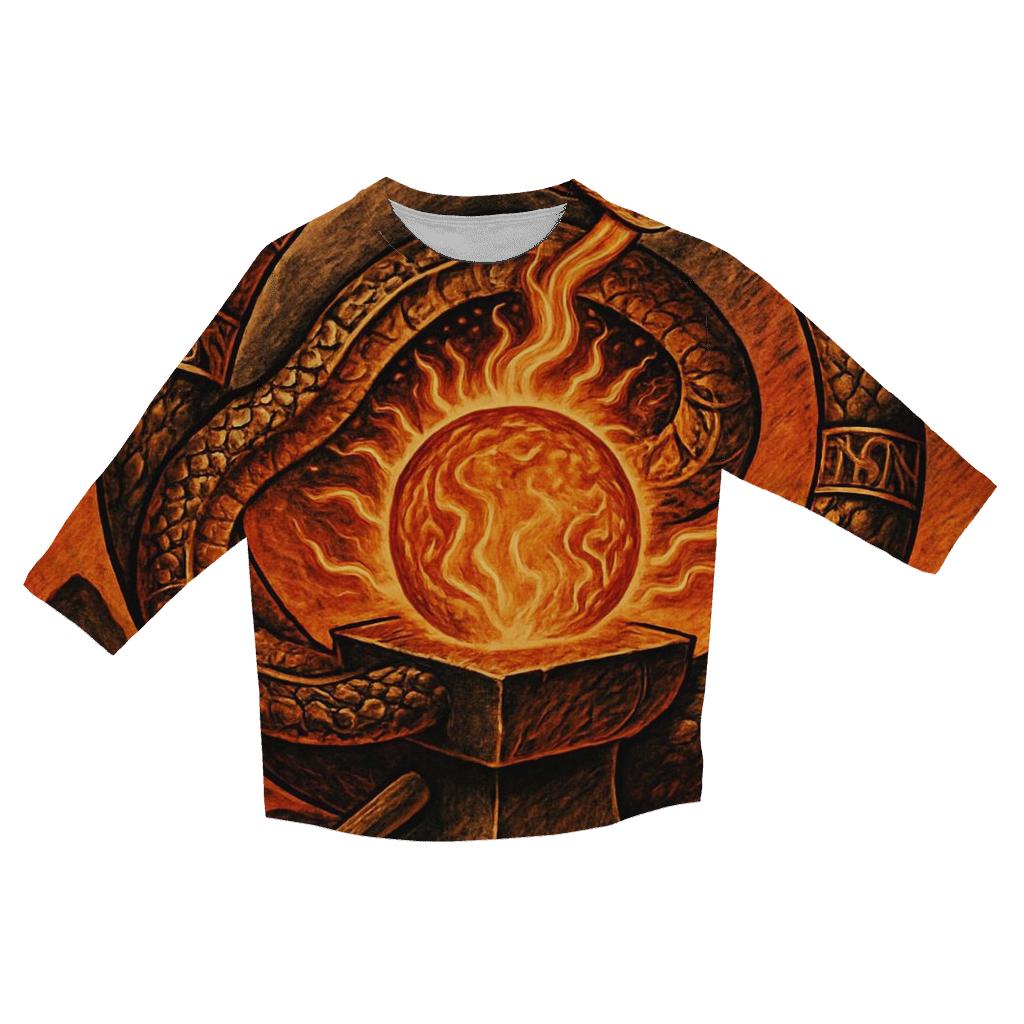 Solar Forge Ouroboros Crest stylish quarter sleeve tops