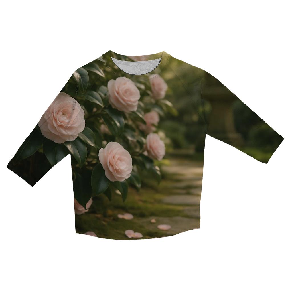 Tea Garden Camellia Ceremony trendy 3/4 sleeve tops