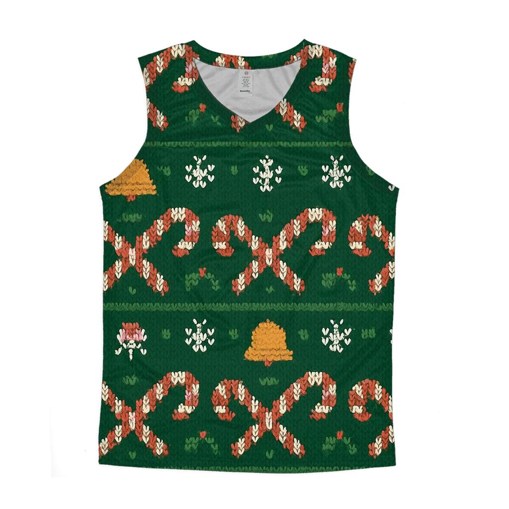 Candy Cane Herringbone Design cotton sleeveless tops