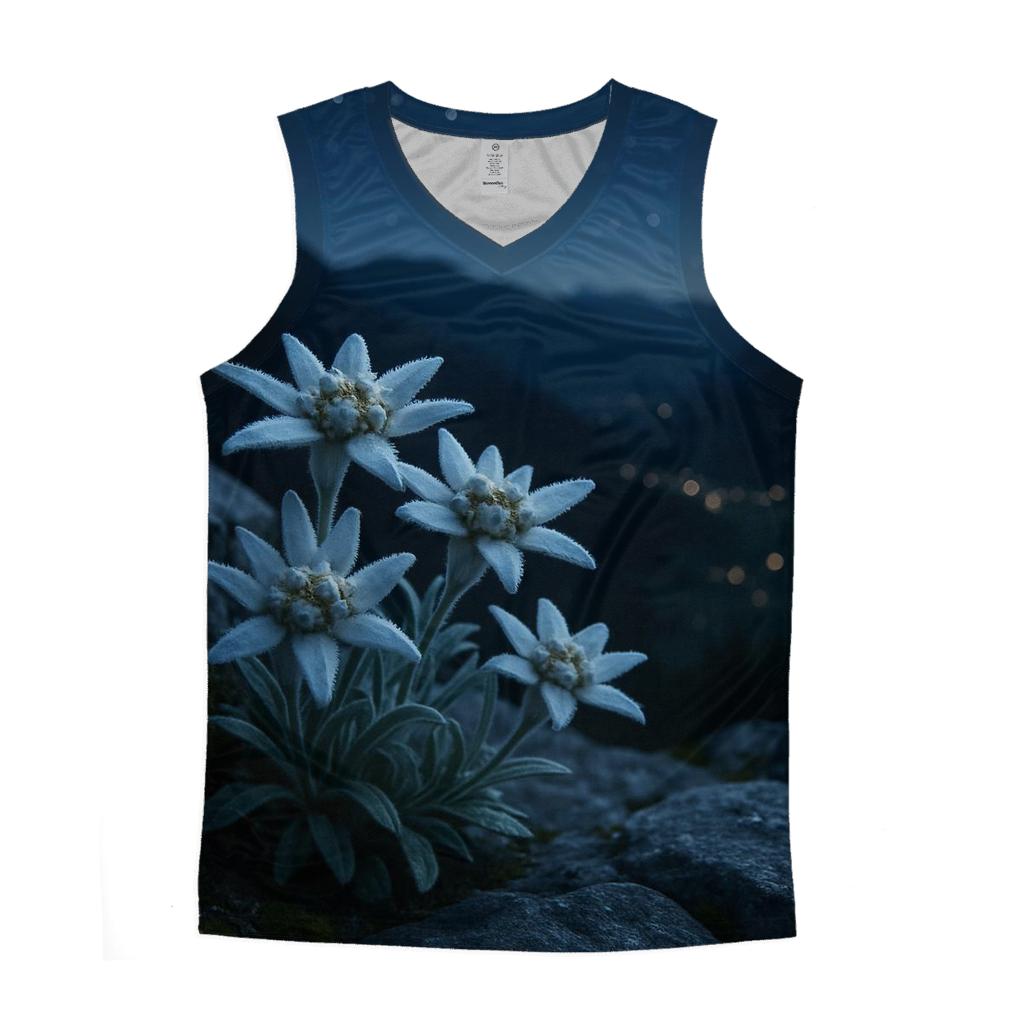 Moonlit Alpine Edelweiss trendy fitted tank tops