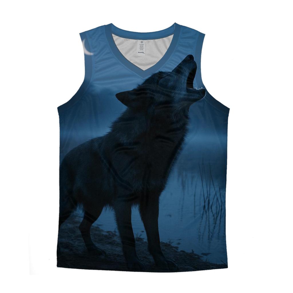 Marshland Lone Howl At Dusk trendy fitted tank tops