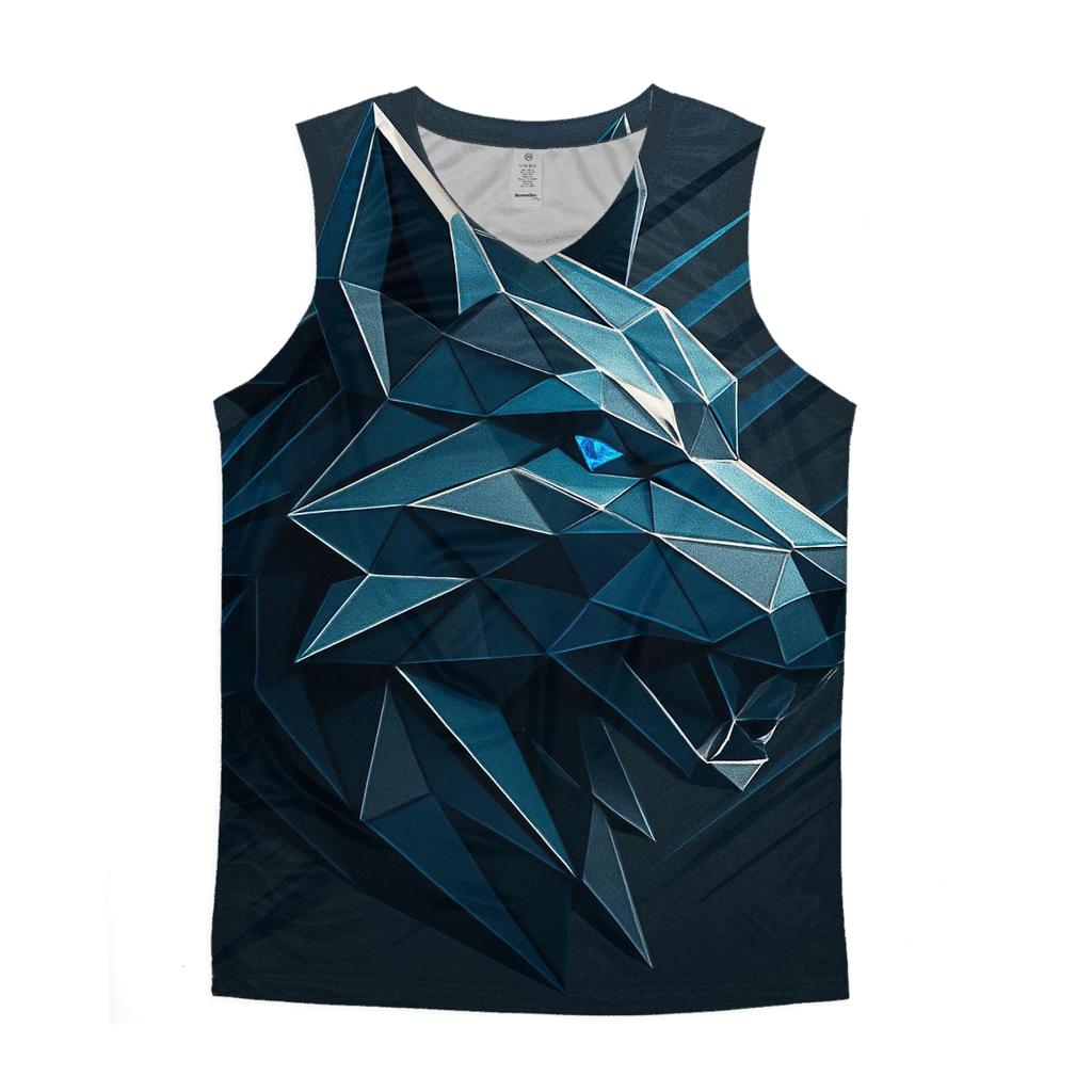 Abstract Geometric Wolf sports performance tank tops