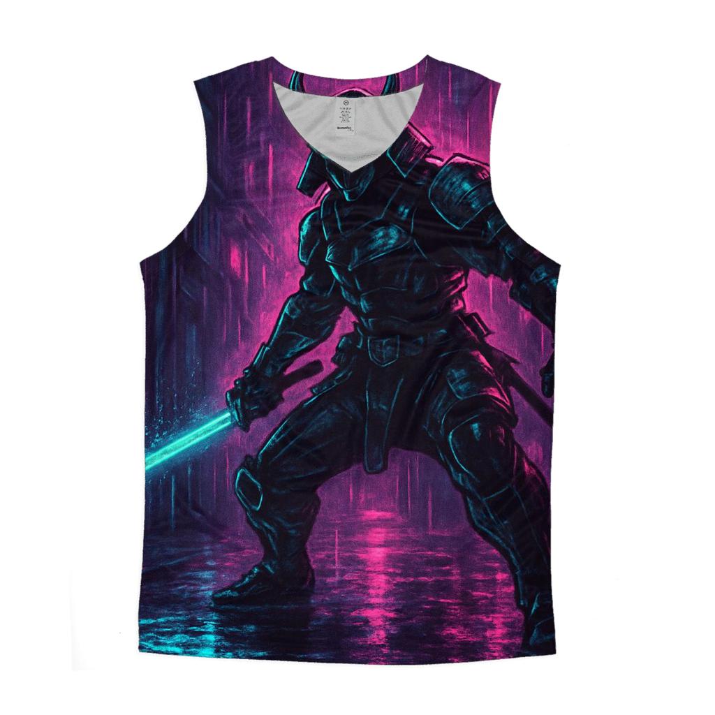Neon Cyberpunk Samurai sports performance tank tops