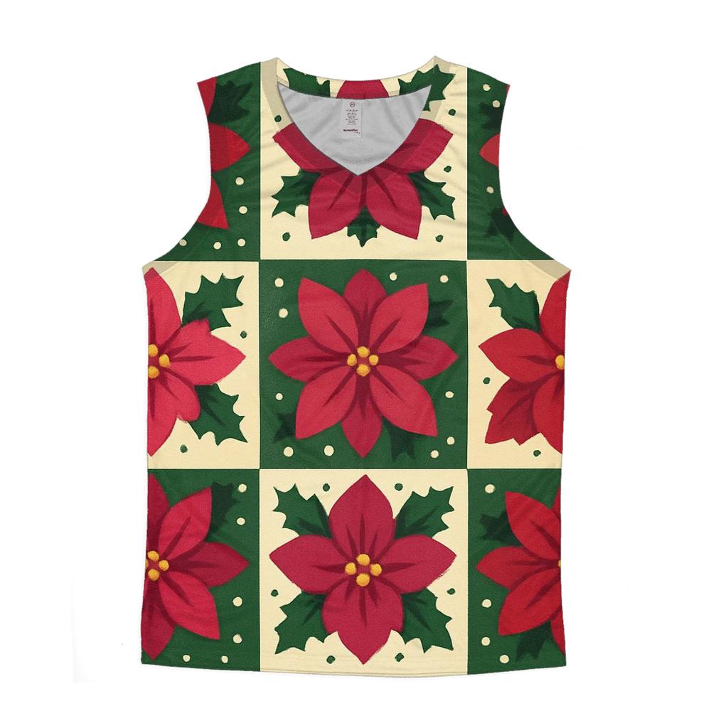 Poinsettia Tile Garden Design cotton sleeveless tops