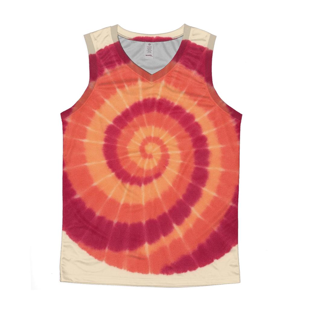 Sunset Spiral Overdye graphic print tank tops