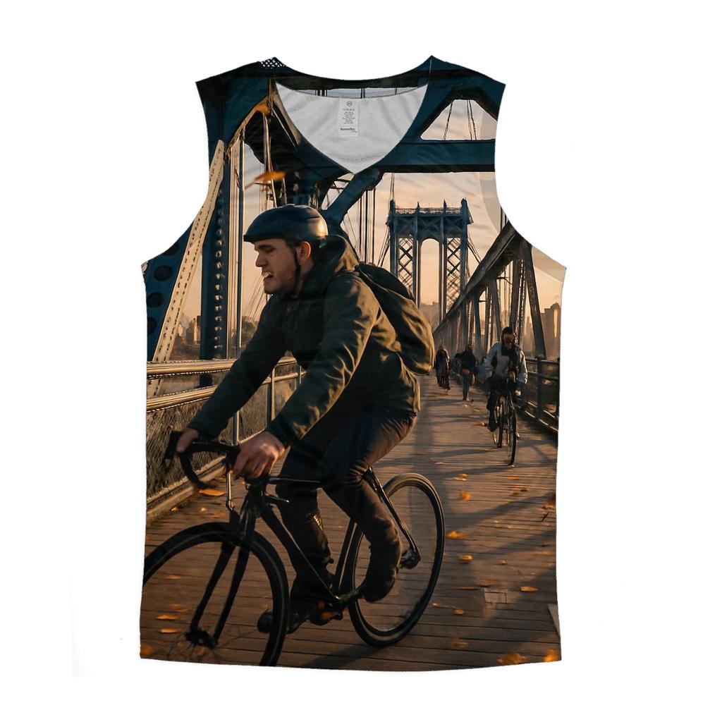 Autumn Bicycle Commute Across Manhattan Bridge trendy fitted tank tops