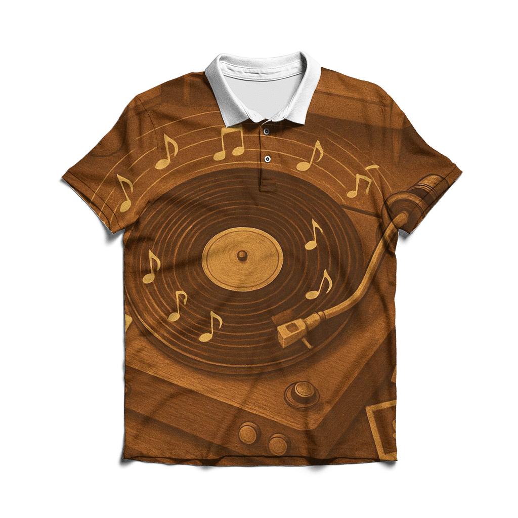 Vintage Turntable Halo premium cotton polo shirts